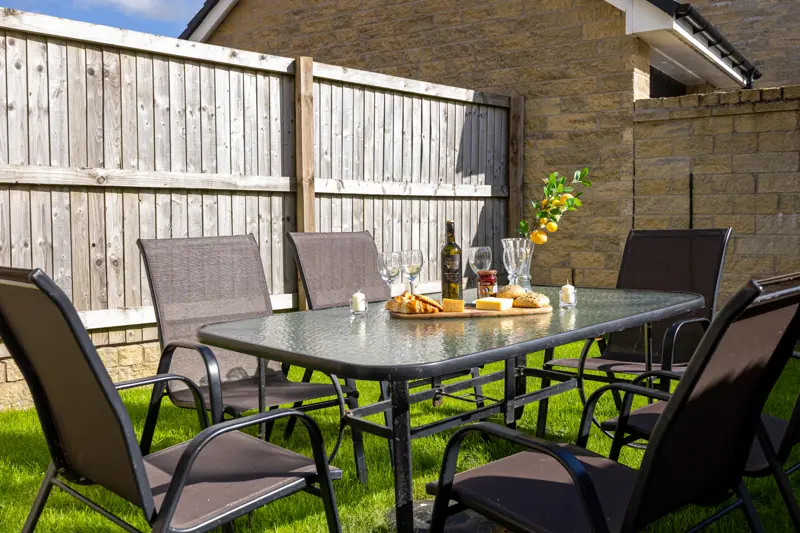 Garden table and chairs on the lawn